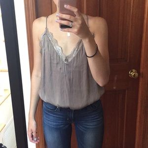 Free People Tan Lacey Bodysuit